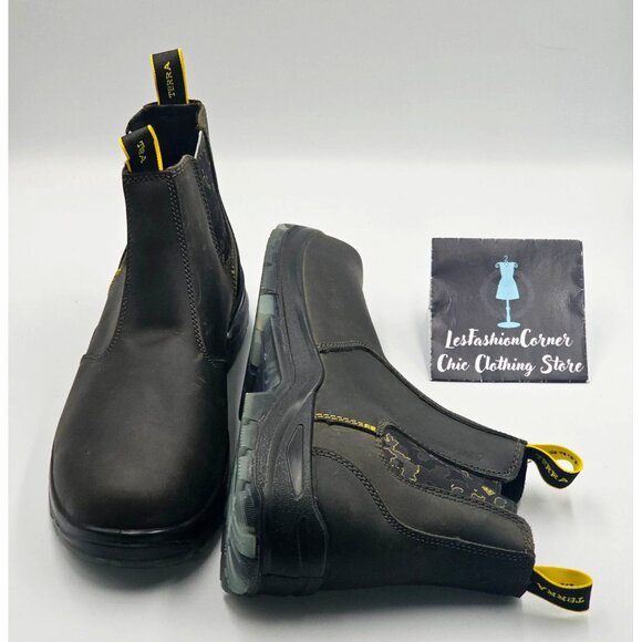 Terra Men's Black Leather Chelsea Soft Toe Pull-On Work Boots Size 10 2844 - Picture 11 of 16